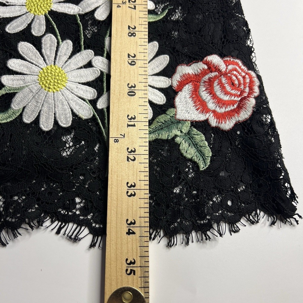 Floral Embroidered Sheer‎ Boho Hippie Black Dress Women S/M - Picture 8 of 10